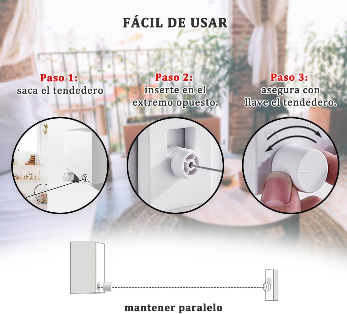 Tu Lavandería Ordenada en 2 Segundos – Tendedero Retráctil Premium®