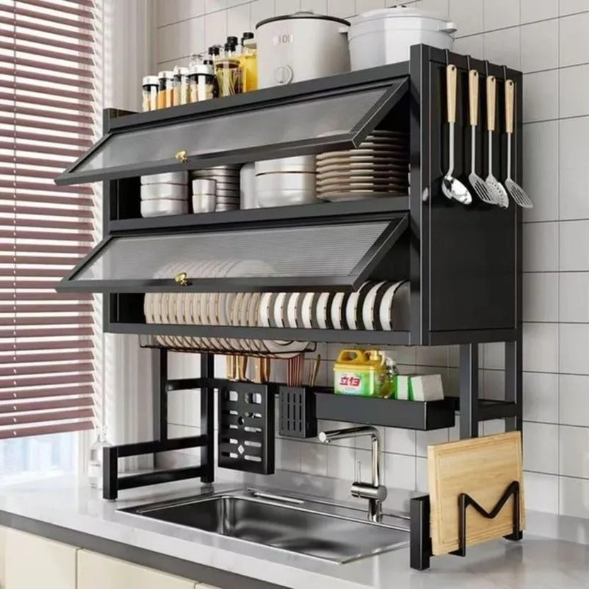 Escurridor De Loza De Dos Niveles 98CM ®- 👉 Desaparece el Desorden de tu Cocina en un Solo Movimiento
