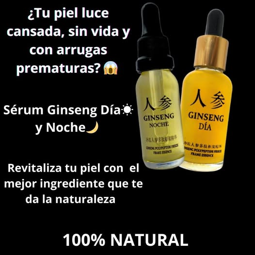 Sérum Facial Día & Noche con Ginseng – Hidratación, Energía y Luminosidad Natural 🌿✨