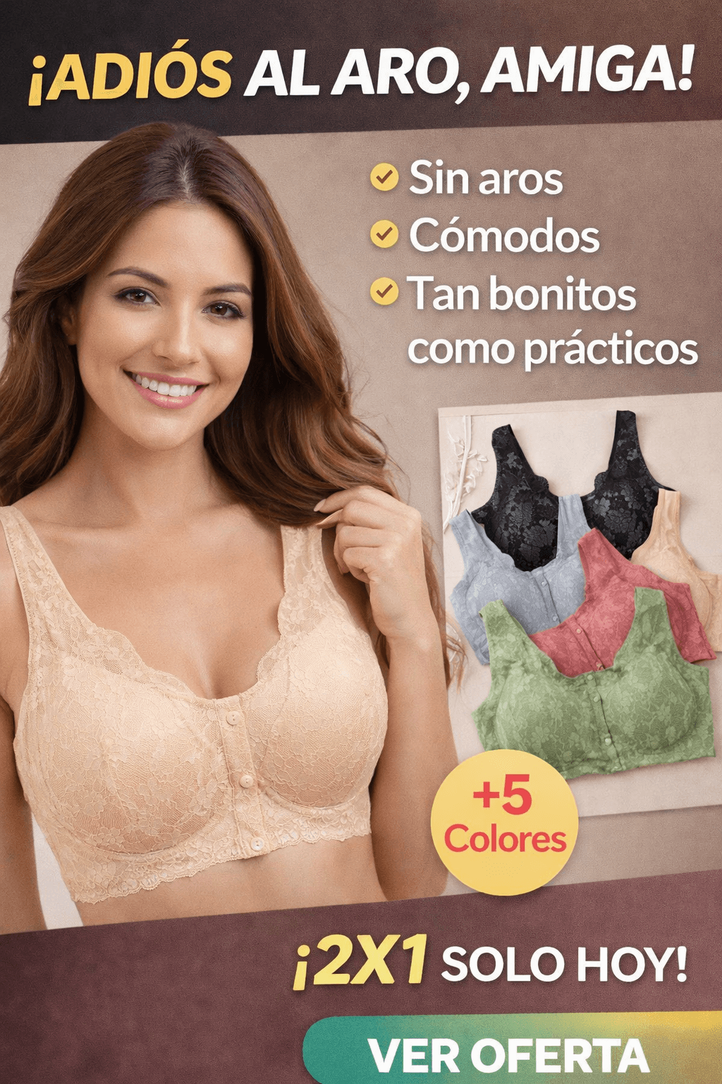 2x1 BRASIER DE BOTONES FRONTALES ELEGANCE® - 🌸El brasier que se siente como no llevar nada… pero con soporte real