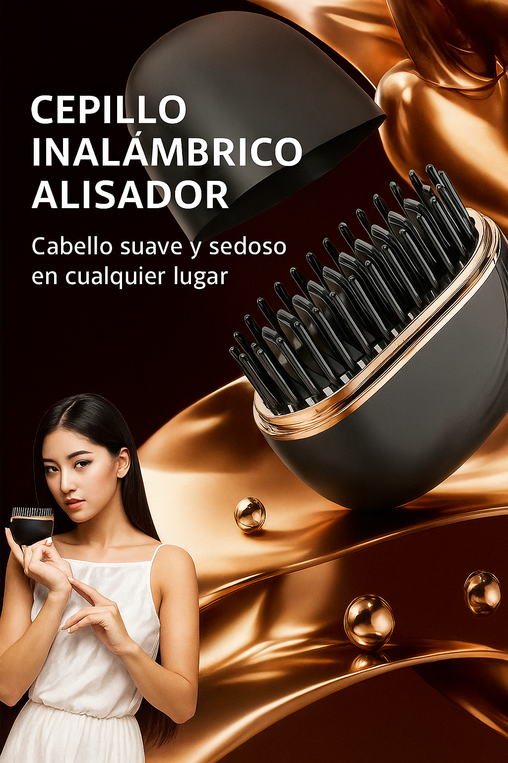 Mini Cepillo Alisadora Portátil 2 en 1 – Cabello Perfecto Donde Estés💎
