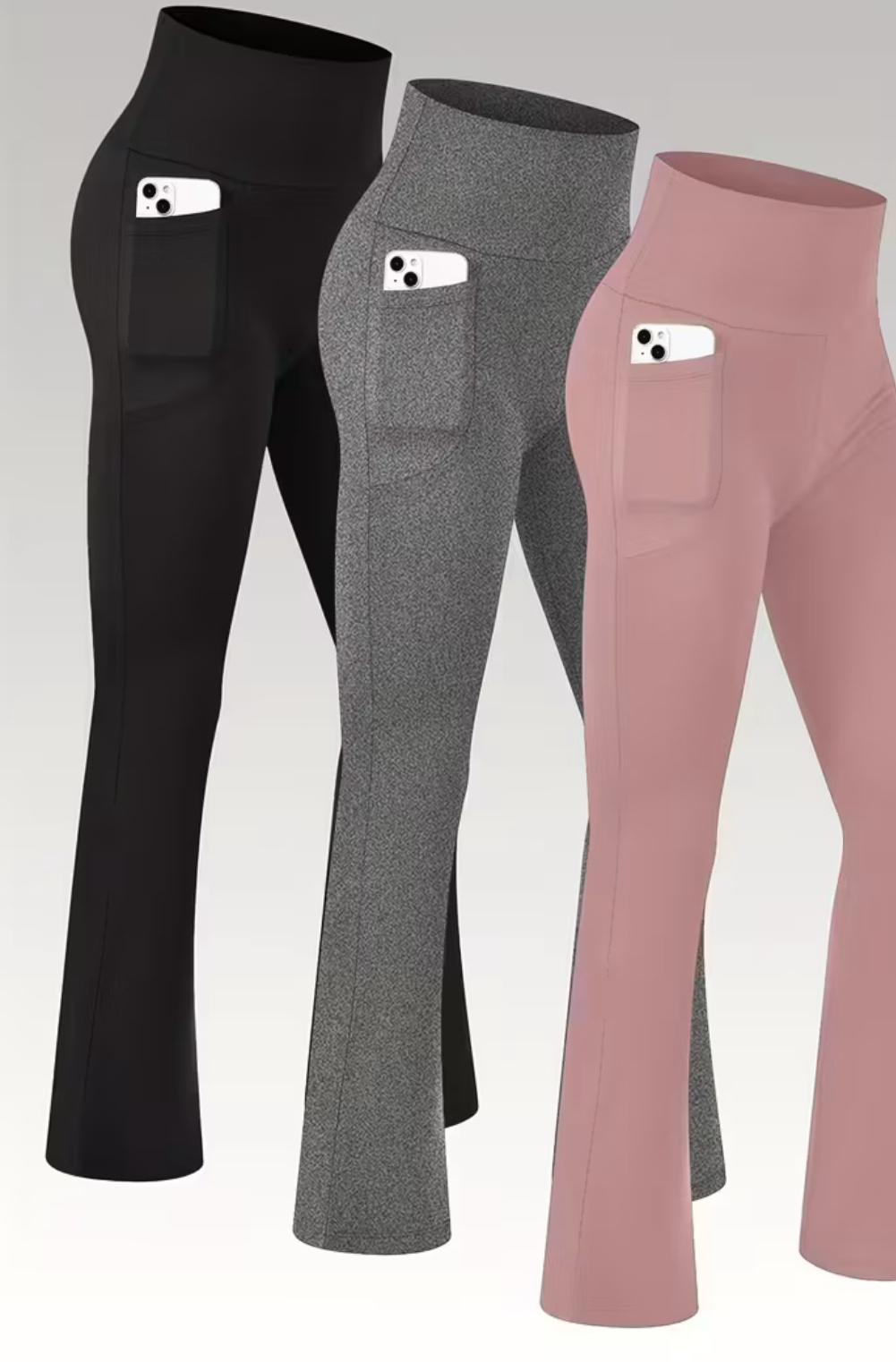 Leggins Bota Campana de Cintura Alta con Bolsillos – Control Abdominal, Efecto Moldeador y Tejido Elástico Transpirable 👑