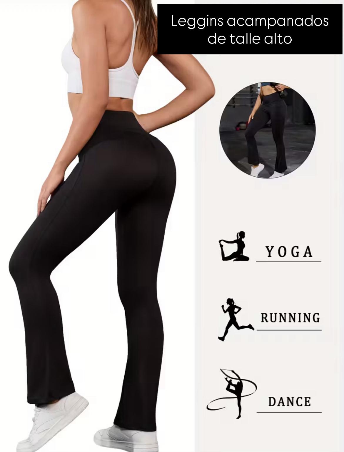 Leggins Bota Campana de Cintura Alta con Bolsillos – Control Abdominal, Efecto Moldeador y Tejido Elástico Transpirable 👑