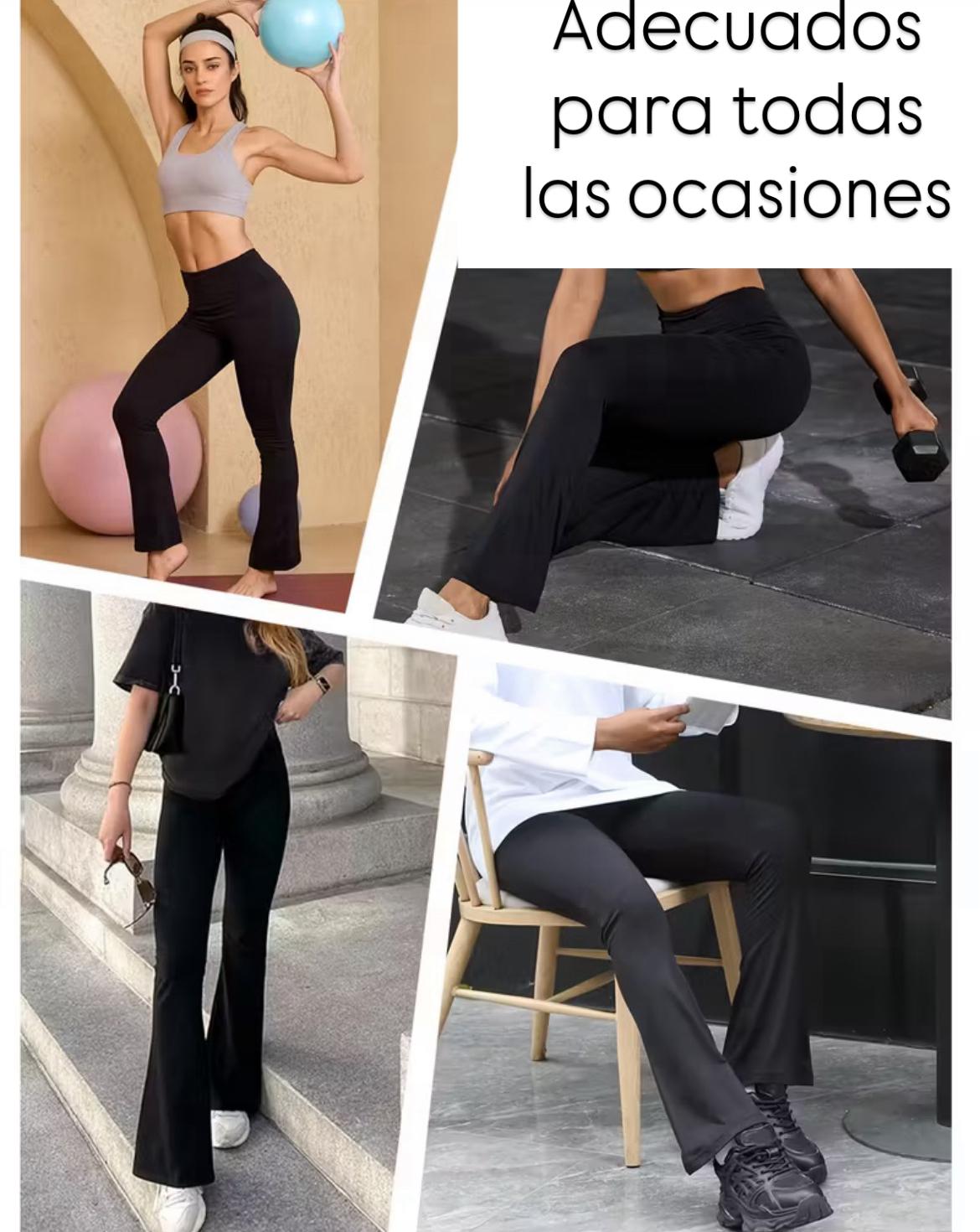 Leggins Bota Campana de Cintura Alta con Bolsillos – Control Abdominal, Efecto Moldeador y Tejido Elástico Transpirable 👑
