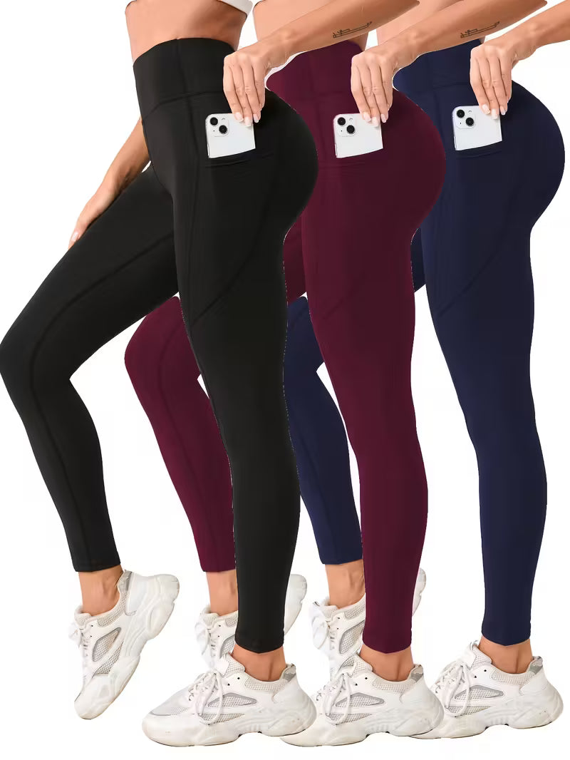 Leggings  de Cintura Alta con Bolsillos- Control Abdominal, Efecto Adelgazante, Tejido Elástico y Transpirable 👑