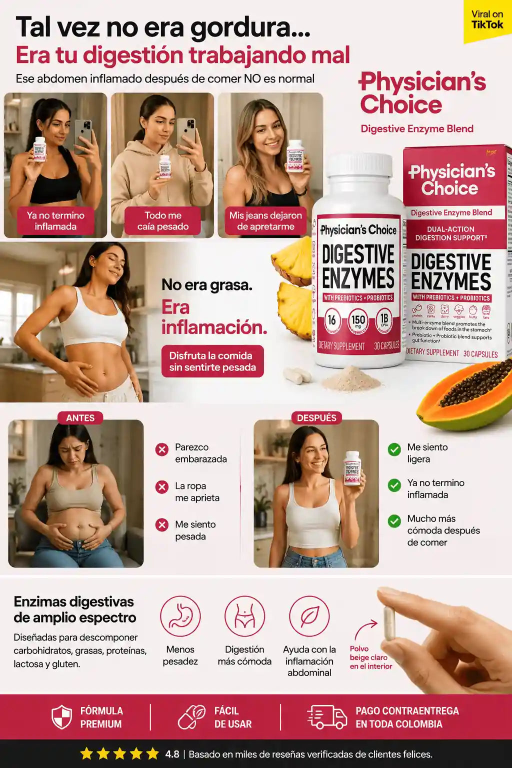 🧬 DIGESTIVE ENZYMES™️| No era gordura. Era inflamación.