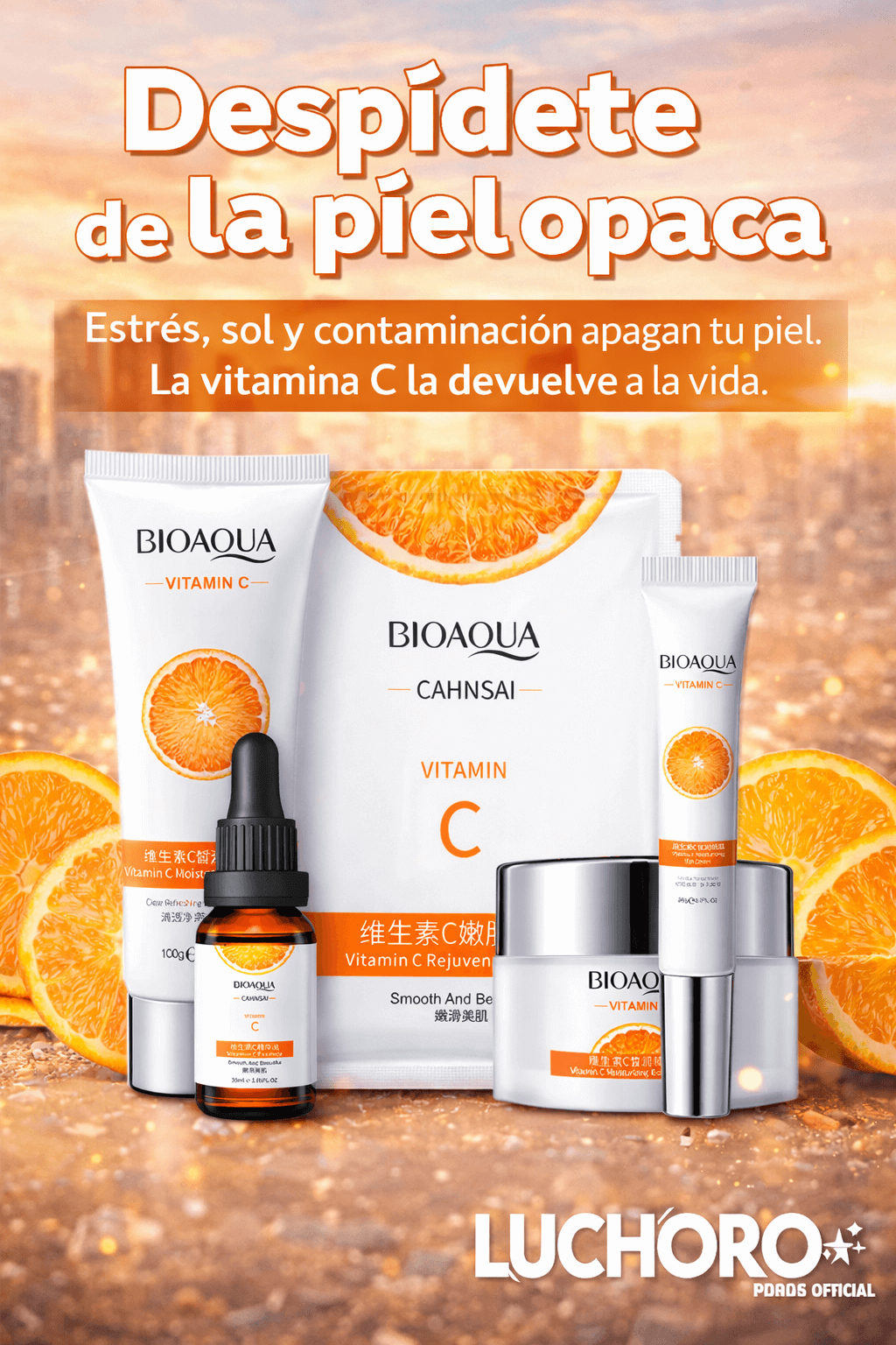 KIT BIOAQUA VITAMINA C PREMIUM ® - 💎De piel apagada a rostro luminoso: La transformación que tu piel estaba esperando